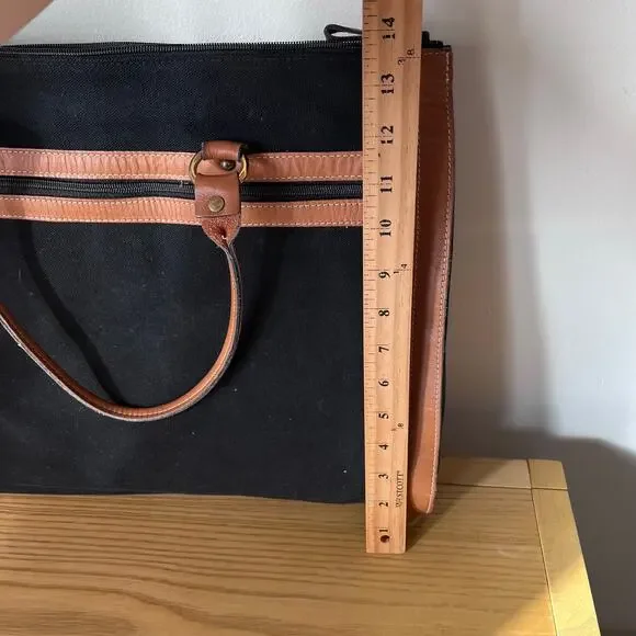 Vintage Orvis Black Canvas Leather Bag Tote Made in USA Battenkill